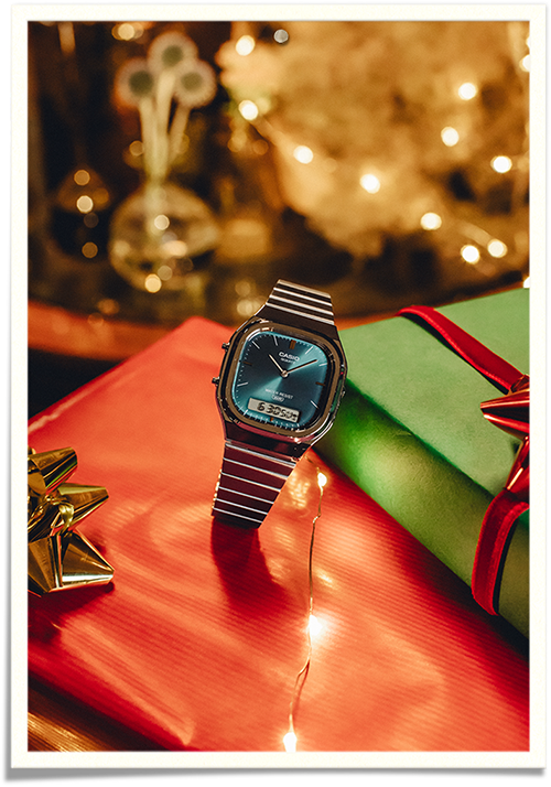クリスマスのプレゼントとAQ-240E-3Aの写真