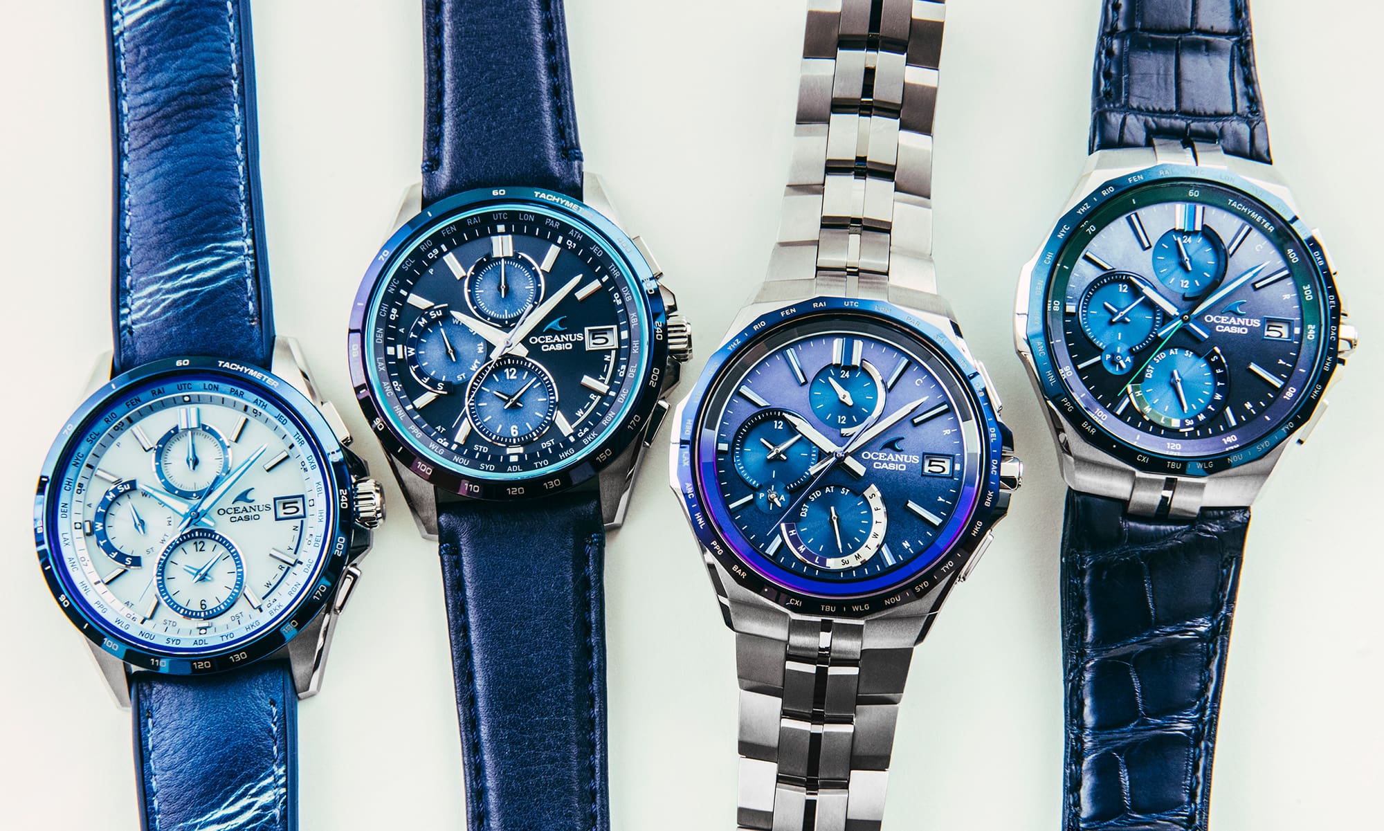 左から：Classic Line『OCW-T2600ALB-2AJR』/ Classic Line『OCW-T2600ALA-2AJR』/ Manta『OCW-S5000AP-2AJF』/ Manta『OCW-S5000APL-2AJF』