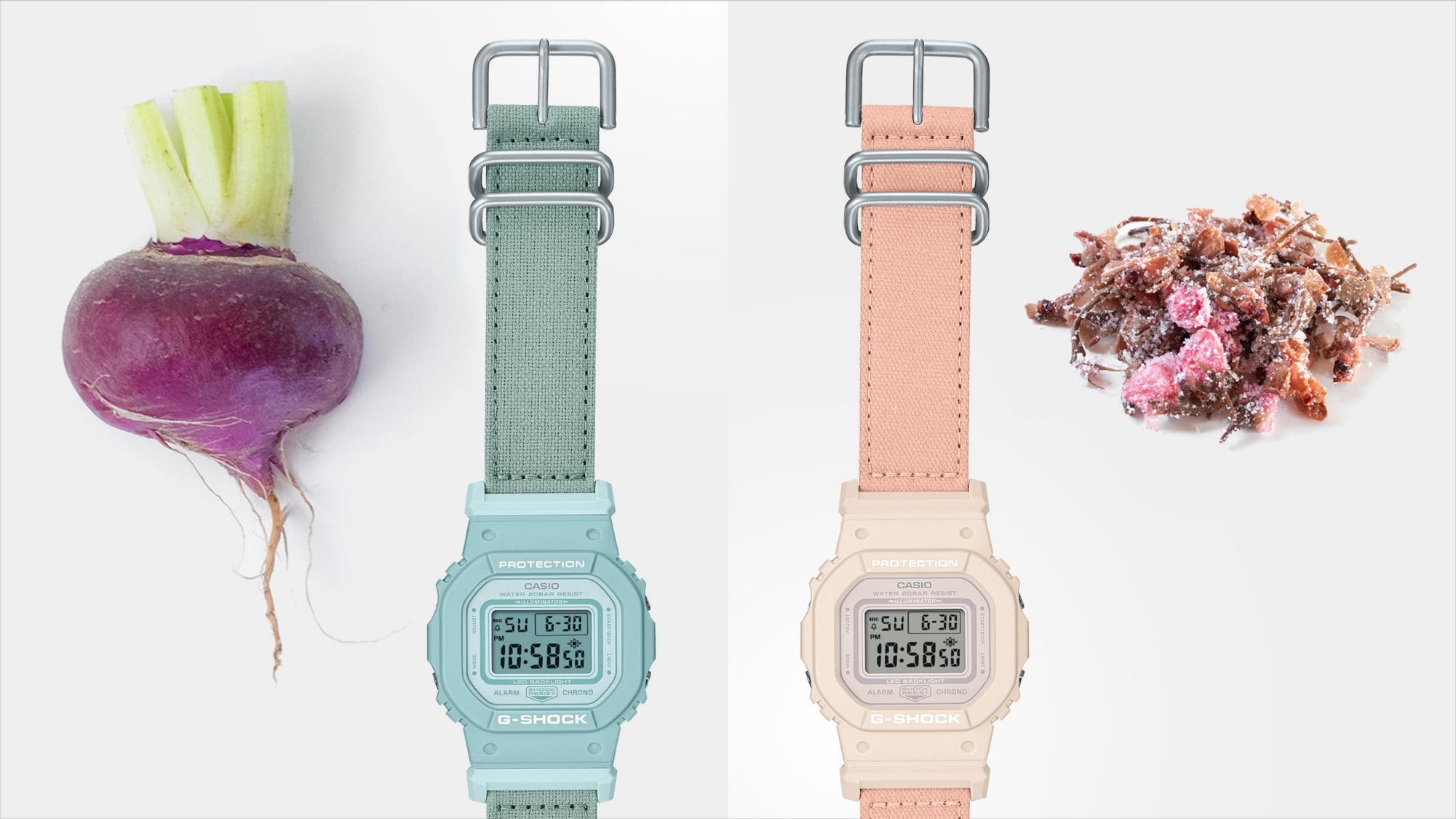 Bands in gentle colours derived from nature