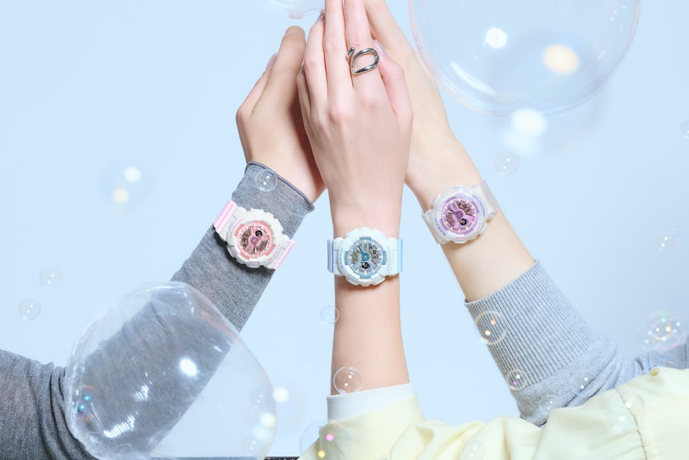 Close-up photo of the hands of three women wearing the BA-110PD series