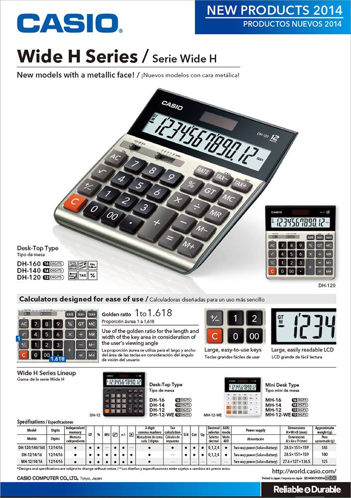 Catalogus voor Wide H-serie (DH-160, 140,120)