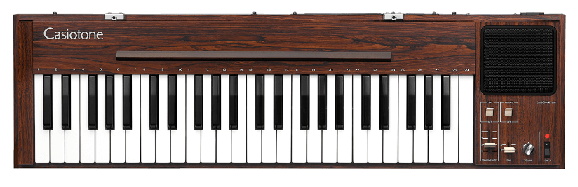 Het Casiotone 201 keyboard met houtpatroon