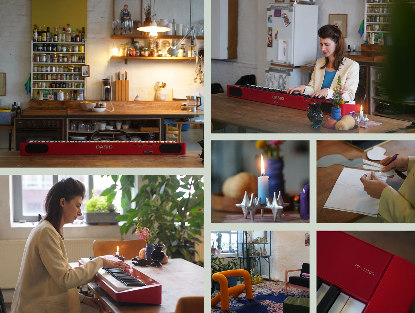 Fotogalerij van Lea Kissing in haar appartement, dat ze ook als atelier gebruikt.