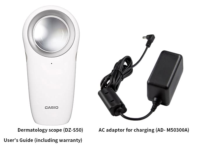 De dermatologische scoop (DZ-S50) en de oplaadkabel (AD-M50300A)