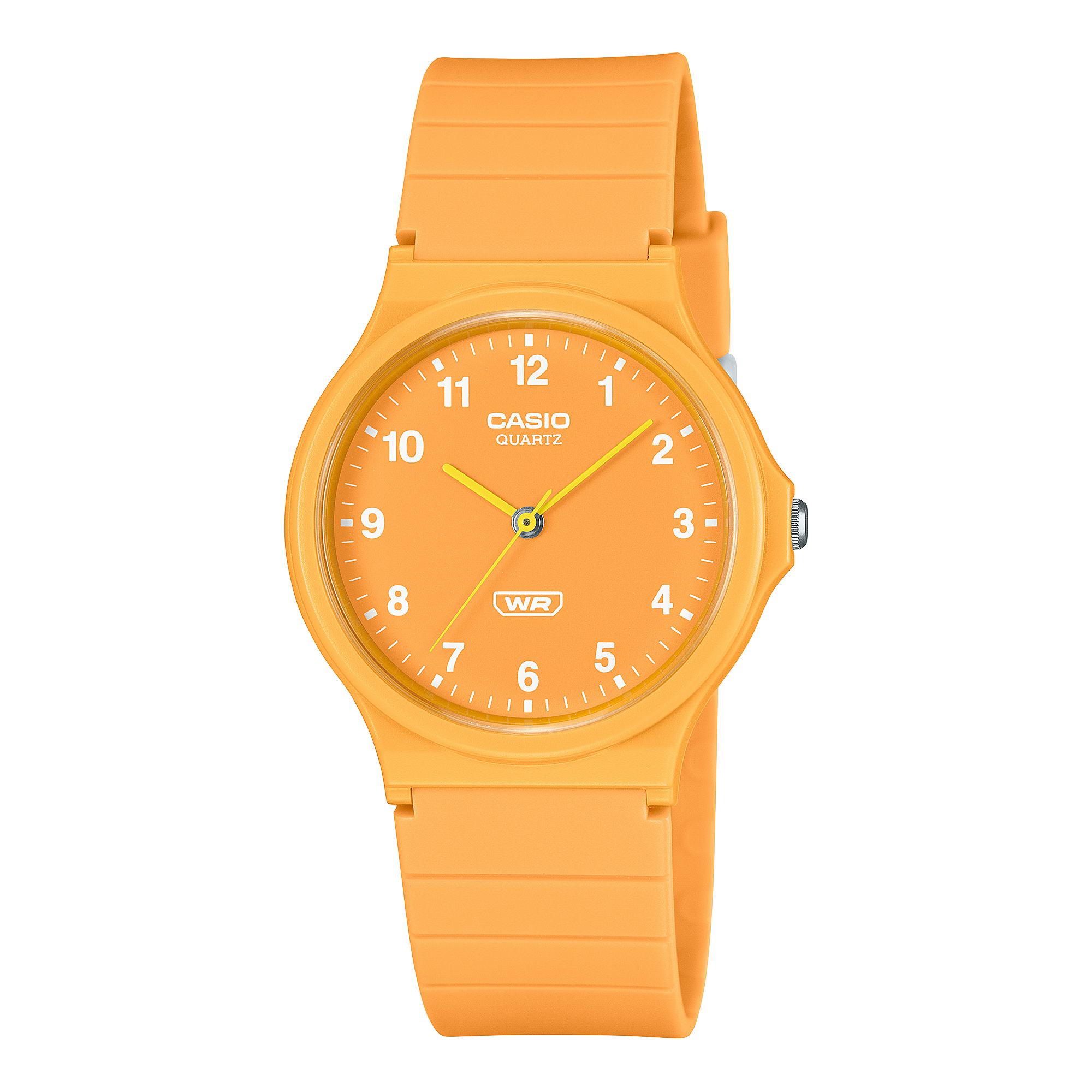 Het volledig oranje Casio analoge horloge MQ-24B-9B