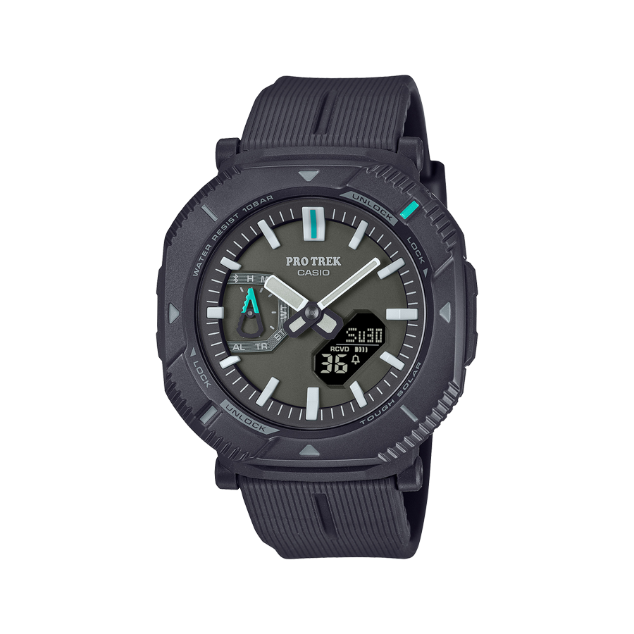 Het zwarte hybride buitenhorloge PRJ-B001-1 van Casio Pro Trek