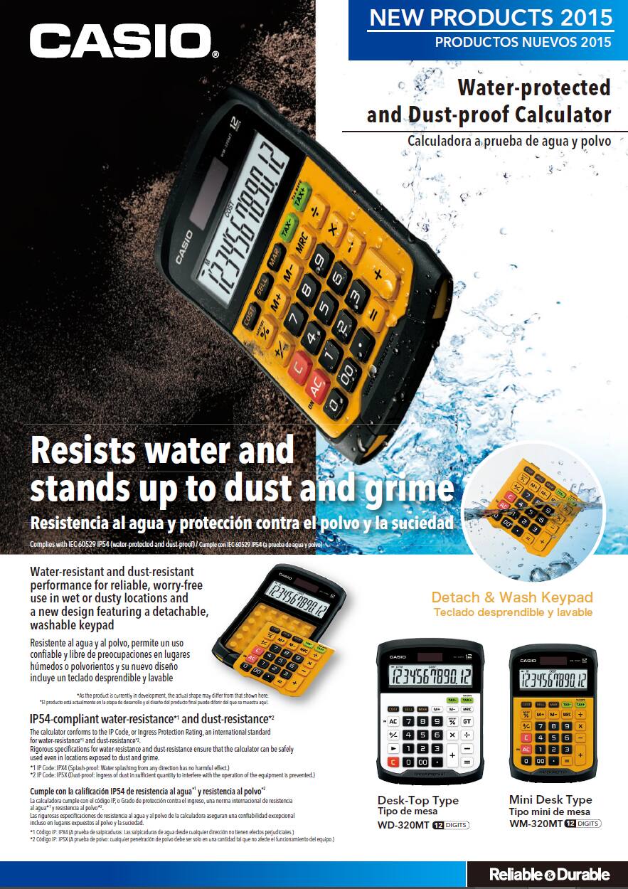 Water-protected and Dust-proof Calculators Catalog