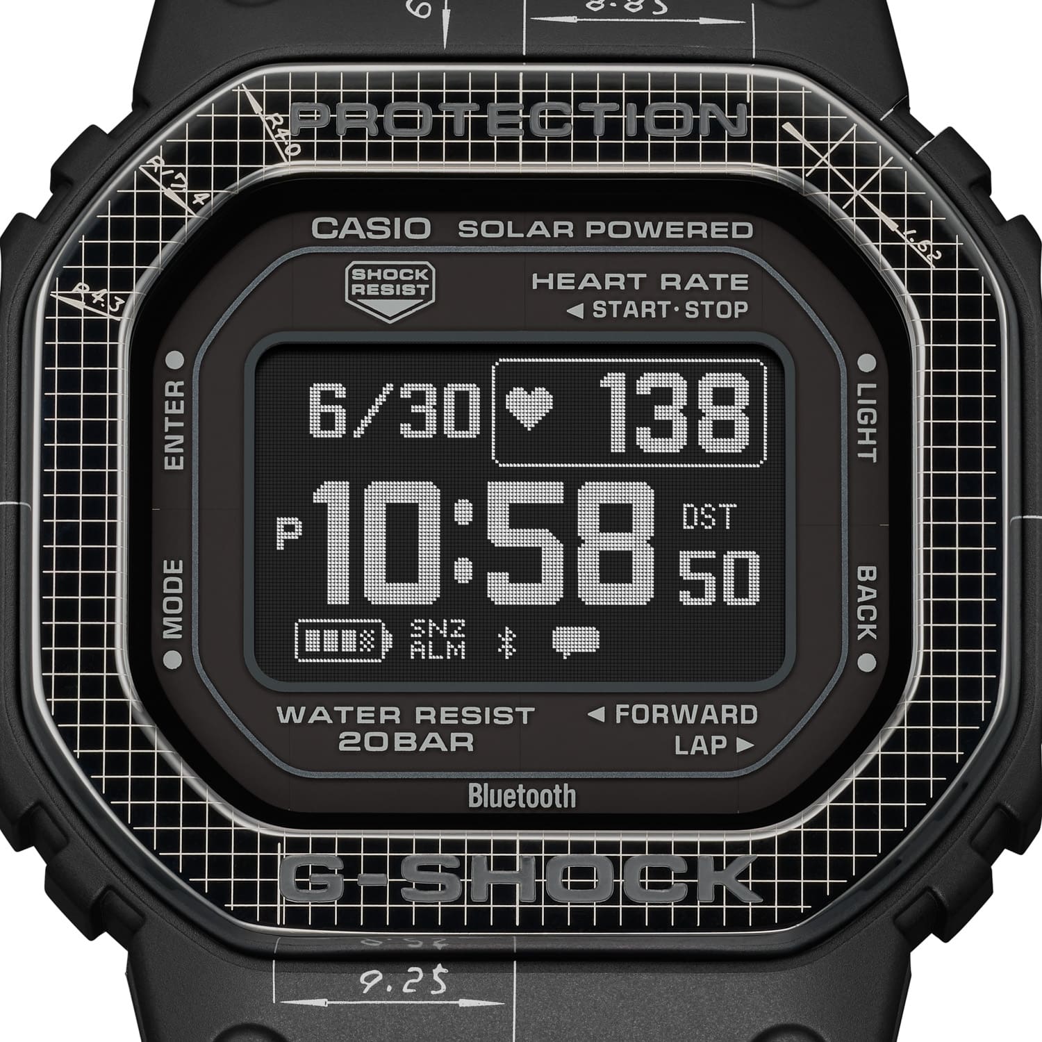 Digital dial of the G-SQUAD DW-H5600