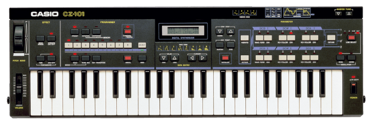 Teclado Casio CZ-101 em preto/cinza