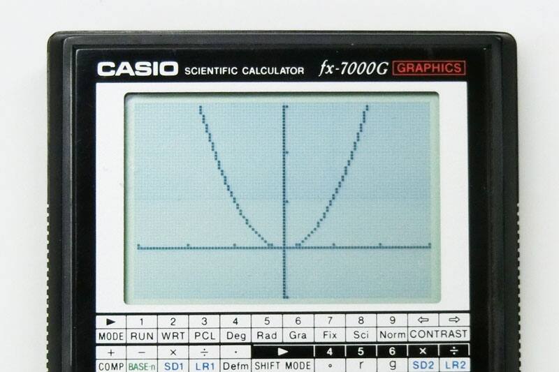 Grande plano do ecrã da calculadora fx-7000G da CASIO