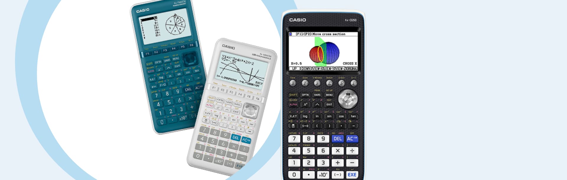 3 calculadoras gráficas em diferentes versões
