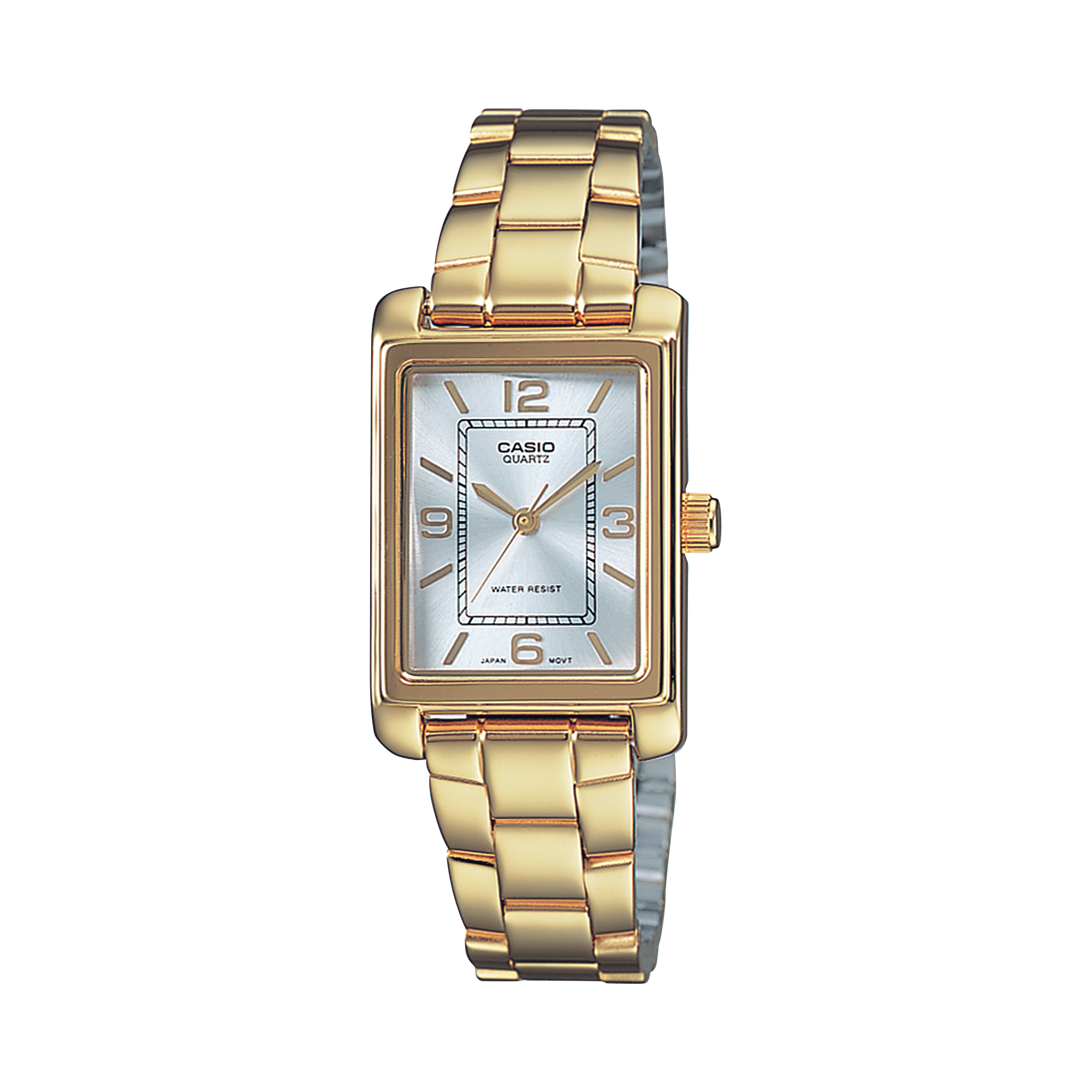 O relógio em aço inoxidável dourado LTP-1234PG-7A com mostrador em madrepérola cintilante