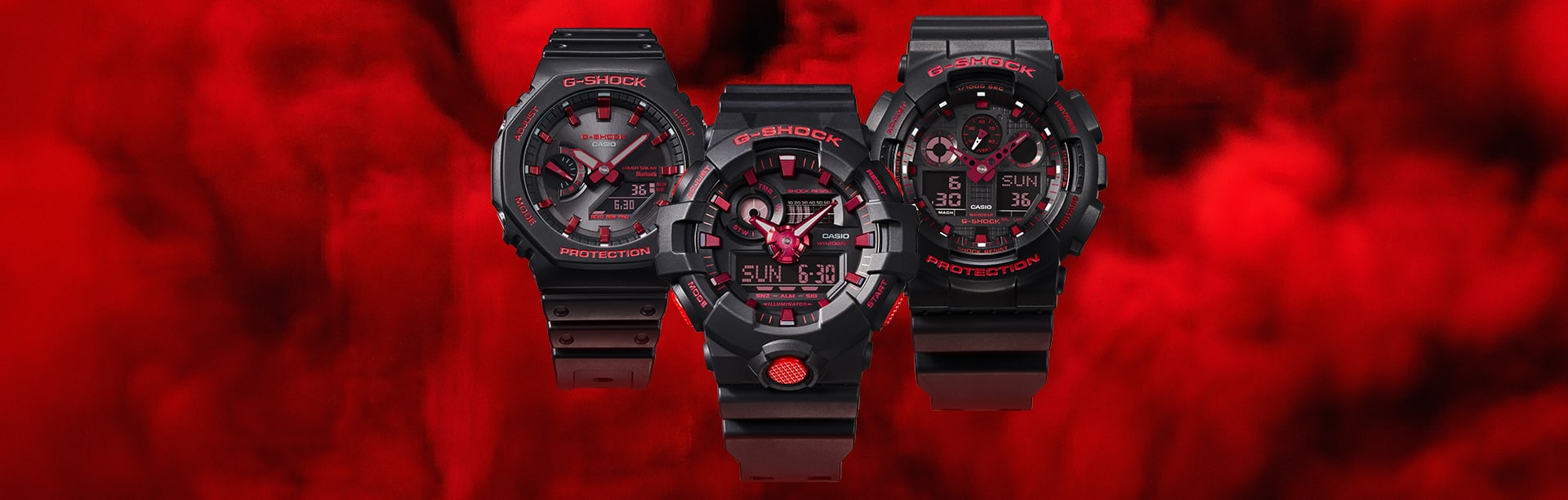 Ignite Red watch on red smoke CASIO 紅色調錶款