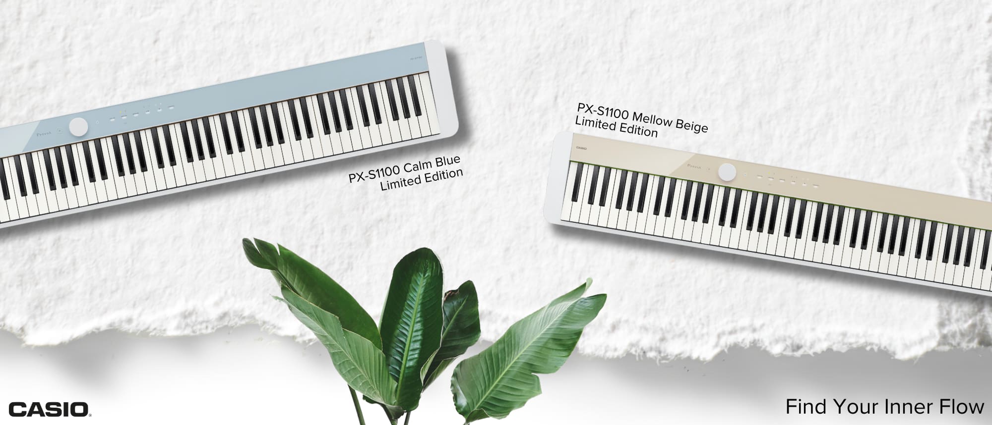 PX-S1100 Calm Blue and mellow beige (Casio Website banner) (2022 x 858 px) (2000 x 858 px) - 1