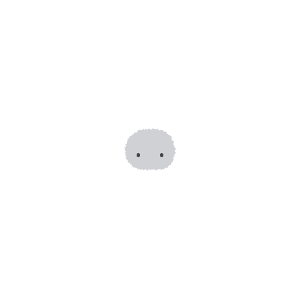 An animation showing a silver-colored Moflin expressing changes in emotions—Grumpy, Thrilled, Joy, Anxious, Relaxed, Lonely, Calm, and Happy—on an emotion map.