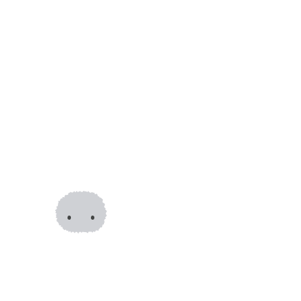An animation showing a silver-colored Moflin expressing changes in emotions—Grumpy, Thrilled, Joy, Anxious, Relaxed, Lonely, Calm, and Happy—on an emotion map.
