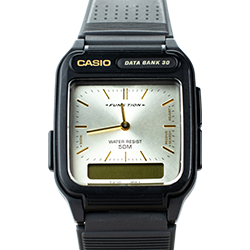 Casio Databank watch "FKT-100" in black with analog and digital display