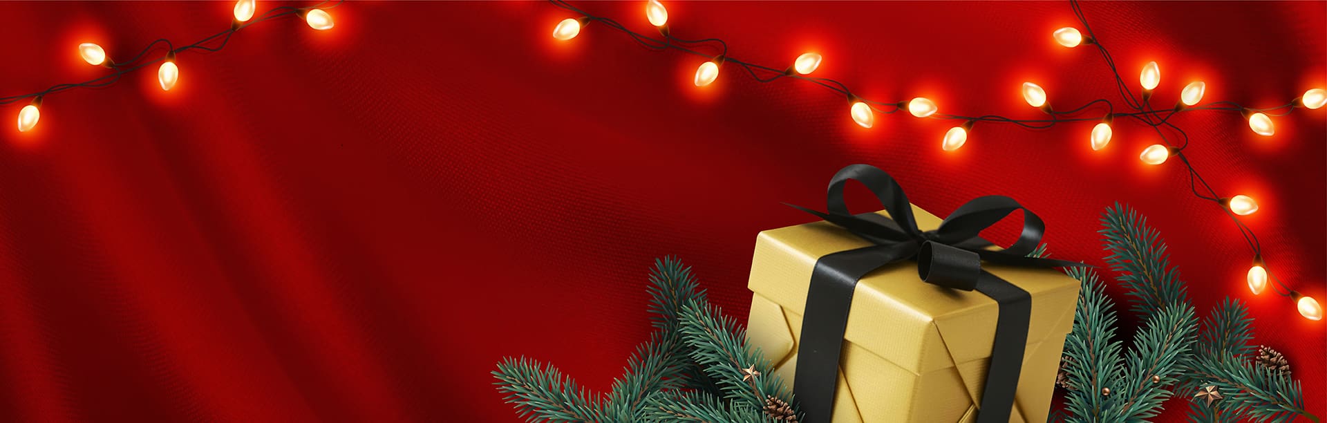 Lights bulbs border isolated on transparent background. Glowing fairy Christmas garland string. Vector New Year party led lamps decoration