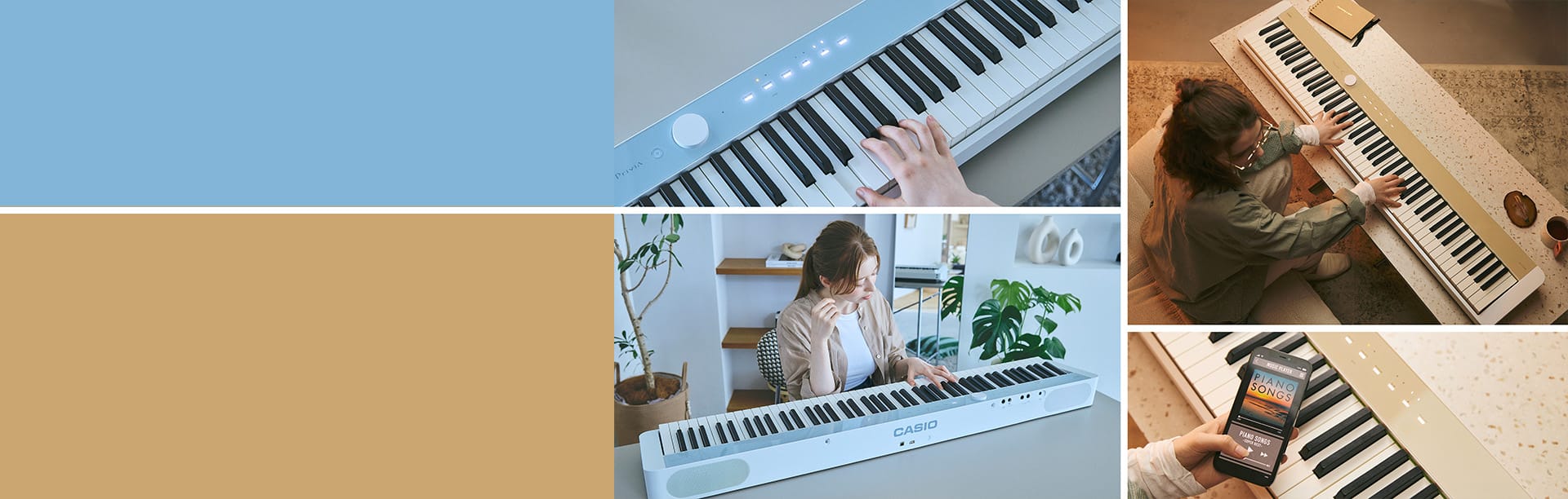 Privia PX-S1100MB Mellow Beige and PX-S1100CB Calm Blue keyboards