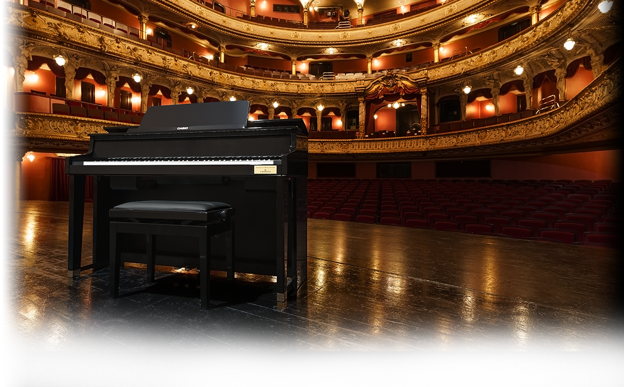 Casio Grand Hybrid Bechstein Piano on a concert stage