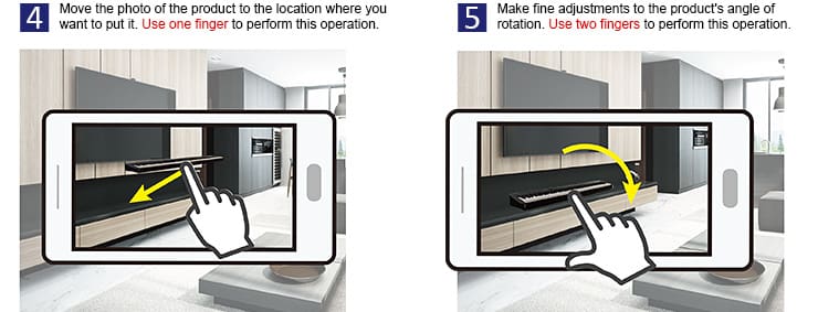 Move the product photo to the location you want to put it and adjust the product's angle.