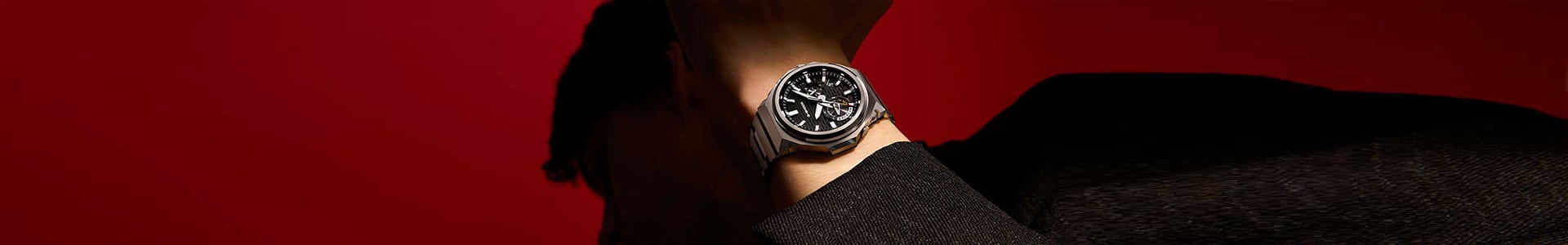 G-SHOCK GSTB1000D-1A watch on a person's wrist denoting a stylish choice for a gift watch.