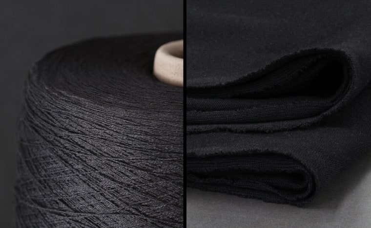 This is a photograph of black thread and fabric.