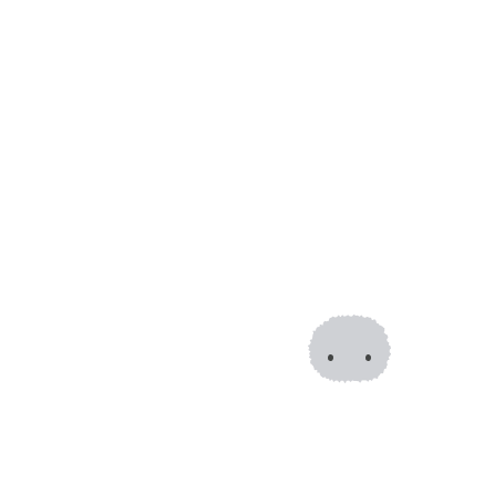 An animation showing a silver-colored Moflin expressing changes in emotions—Grumpy, Thrilled, Joy, Anxious, Relaxed, Lonely, Calm, and Happy—on an emotion map.