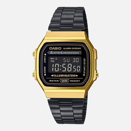 View Casio A168WEGB-1B vintage watch.