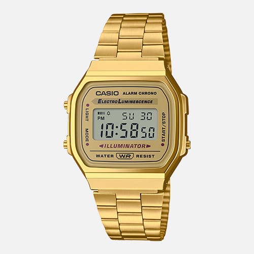 View Casio A168WG-9 vintage digital watch.