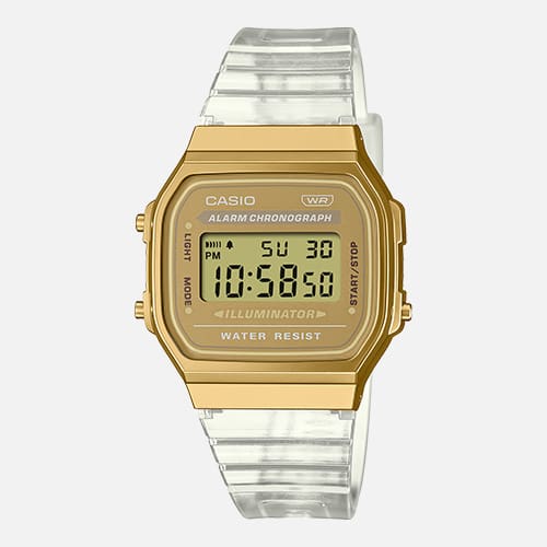View Casio A168XESG-9A watch.