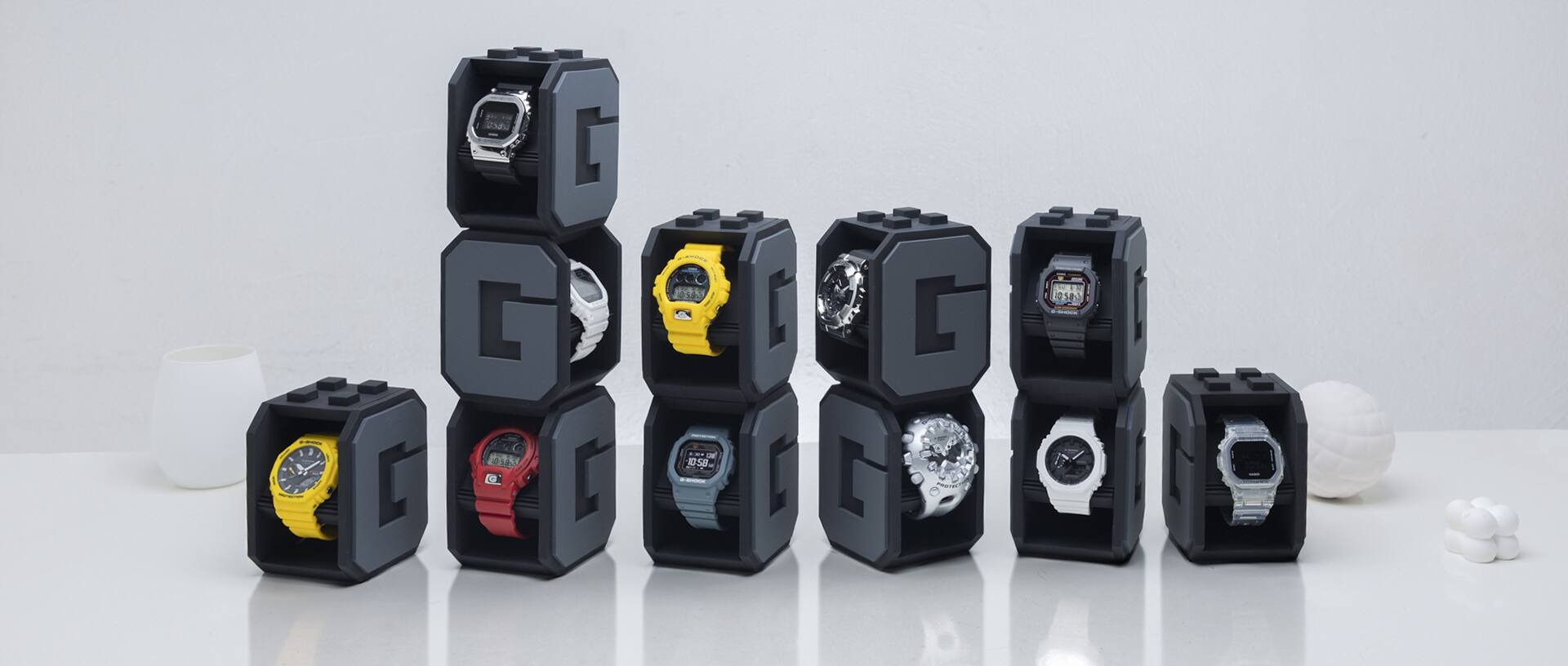 G-SHOCK stored in Stacking Watch Stands