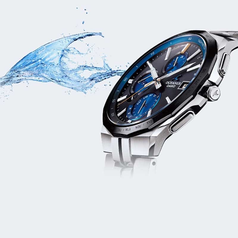 Casio Oceanus luxury watch with the fin logo denoting style