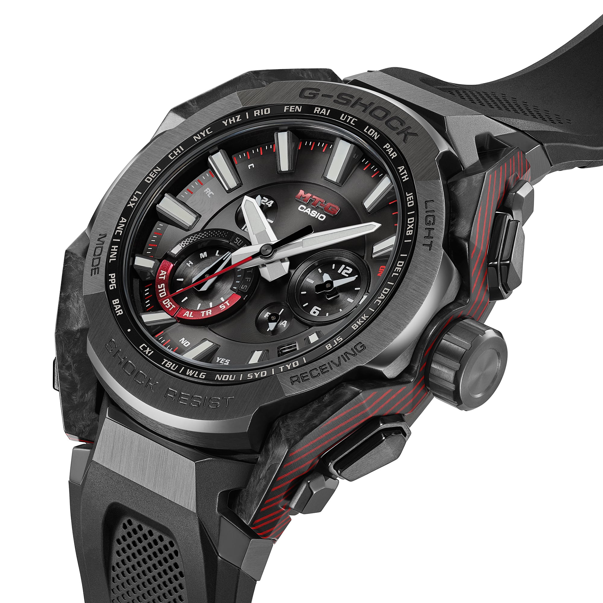 G-SHOCK MT-G  MTGB4000B-1A  affordable luxury  watch angled front  view denoting style