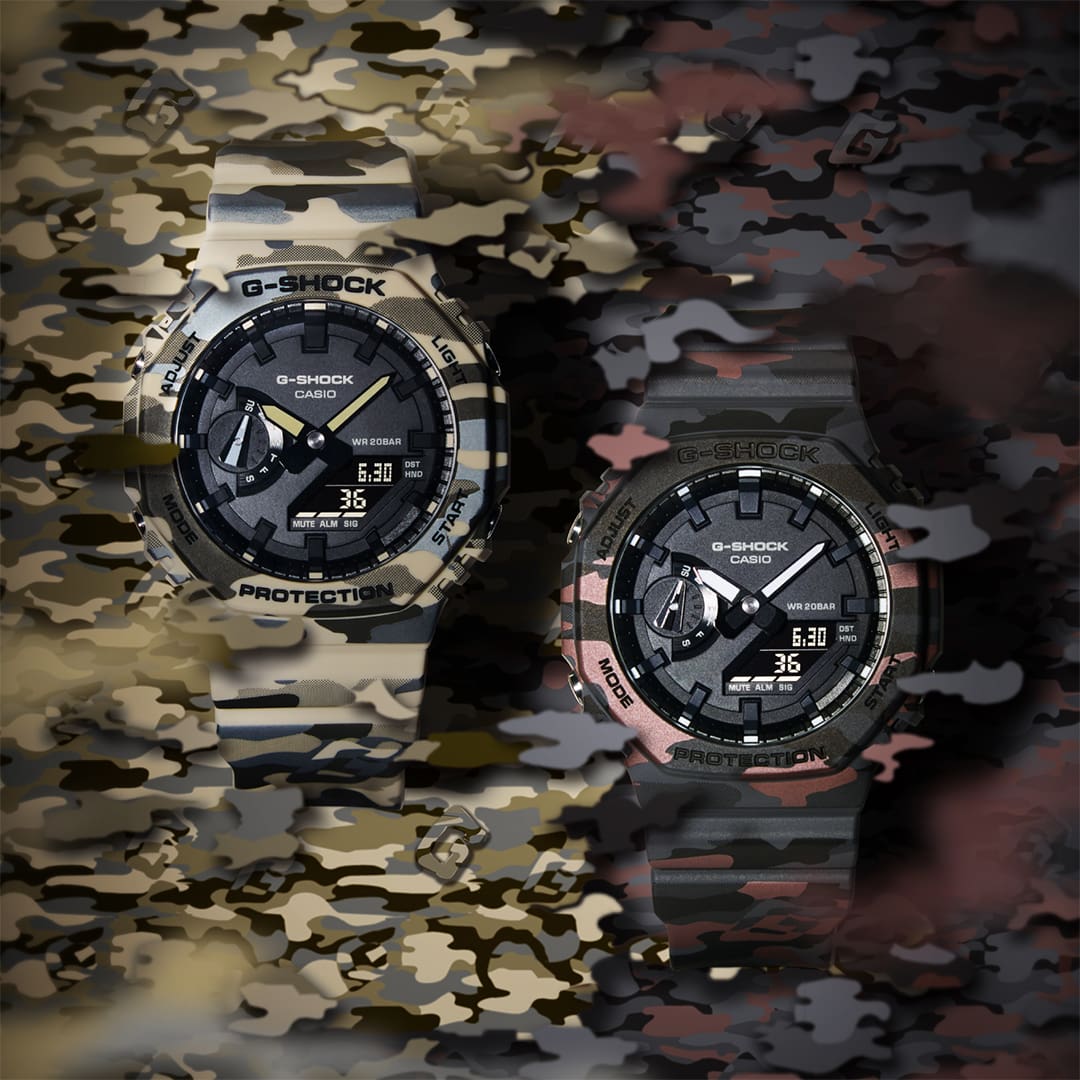 【稼動】CASIO G-SHOCK ジーショック GA-2100WE カモ柄 G-SHOCK 2100シリーズにカモフラ柄 ナイロンバンド付属 - Impress Watch