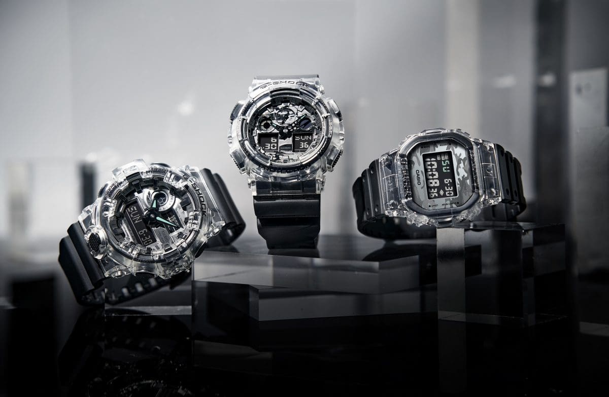 From left:  GA-700SKC-1A, GA-100SKC-1A, DW-5600SKC-1