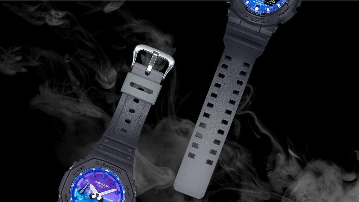 GA-100FL-1A Le motif de fumée du bracelet est réalisé avec de la peinture grise dégradée sur fond noir #4