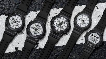 From left: GA-100WD-1A, GA-110WD-1A, GA-700WD-1A, GA-2100WD-1A, DW-6900WD-1 #7