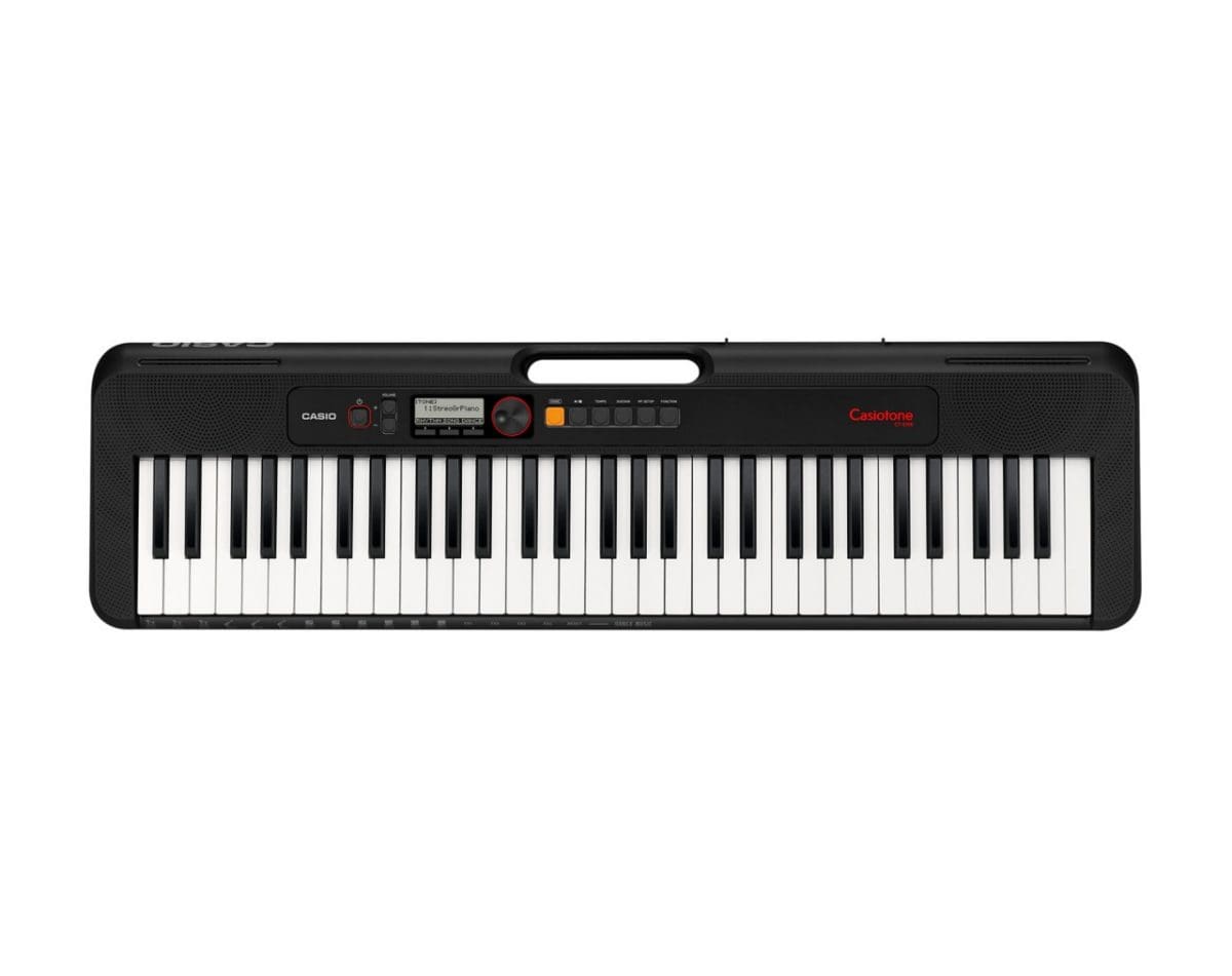 Ansicht von oben auf CASIO CT-S195 Casiotone Keyboard in Schwarz.