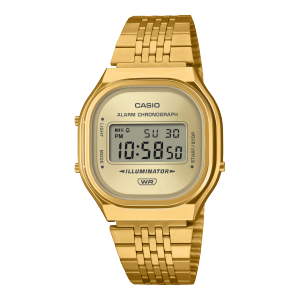 Frontansicht der goldenen Armbanduhr A140WEG-9AEF der CASIO Vintage Collection