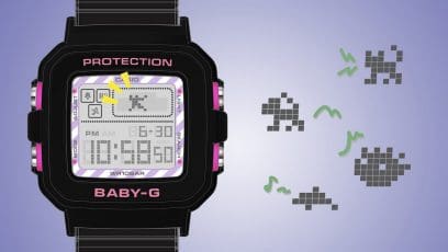Retro-Pixelanimation auf der Digitalanzeige der BGD-10KMM-1 Armbanduhr