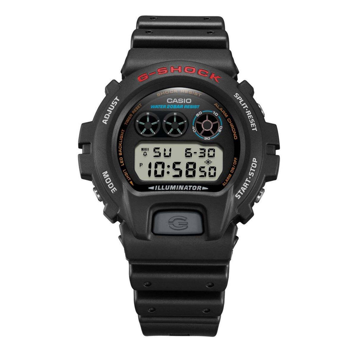 Gehäuse und Armband der G-SHOCK Armbanduhr DW-6900U-1 direkt von vorn.