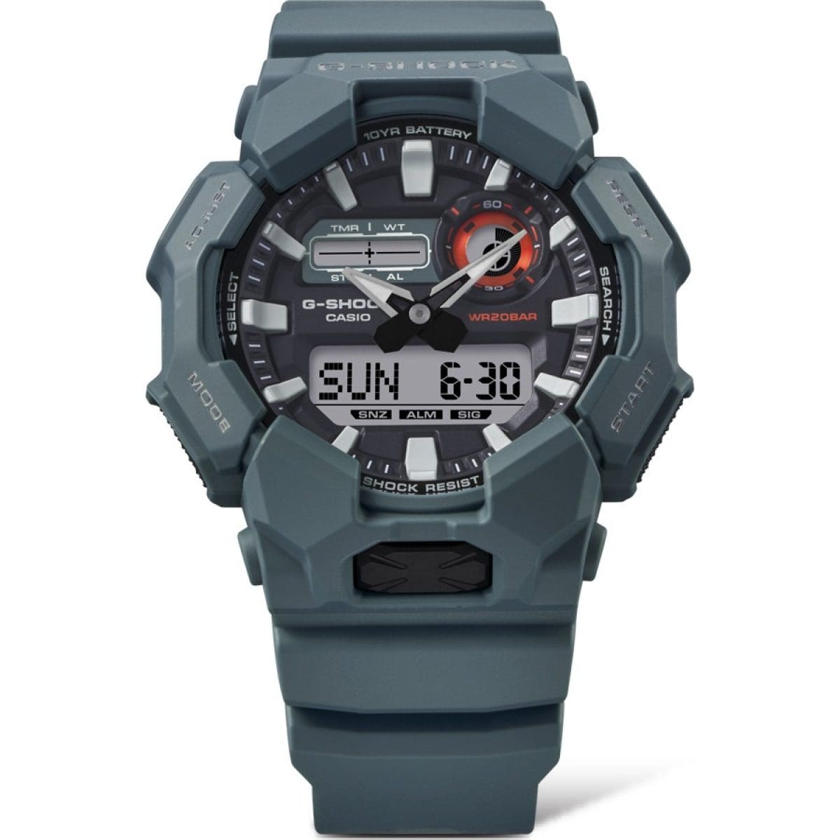Die GA-010-2A Uhr von G-SHOCK in dunkelgrün mit biobasiertem Resin im Armband