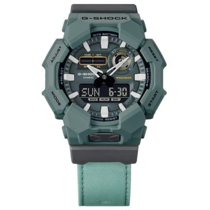 Frontansicht der GA-010CE-2AER mit silbernen Indizes und Zeigern
