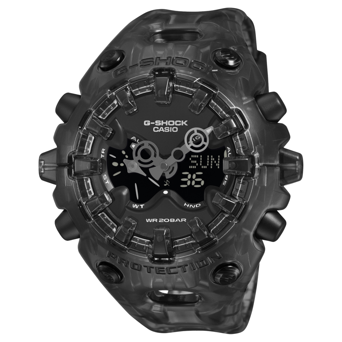 G-SHOCK Armbanduhr GA-V01SKE-8AER in transparentem Dunkelgrau mit analog-digitalem Display mit markantem Gehäuse