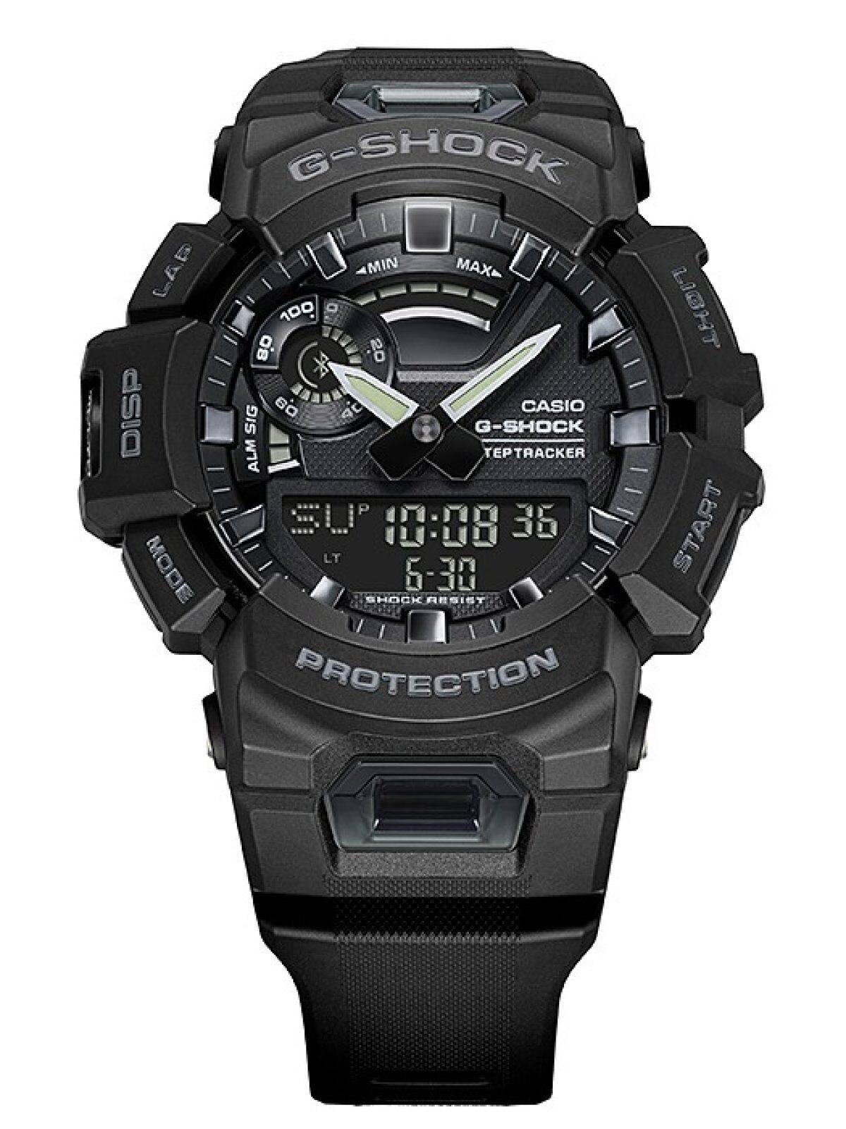 Gehäuse und Armband der G-SHOCK Armbanduhr GBA-900-1A direkt von vorn.