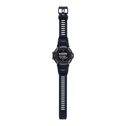 Komplettansicht der flach liegenden G-SHOCK Armbanduhr GBD-H2000-1A.