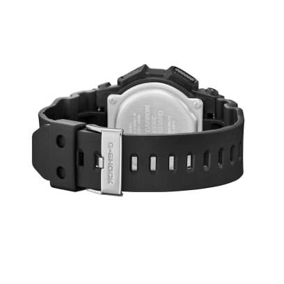 Rückansicht der schwarzen Armbanduhr GD-010BEG-1ER mit geschlossenem Armband und silberner Schließe