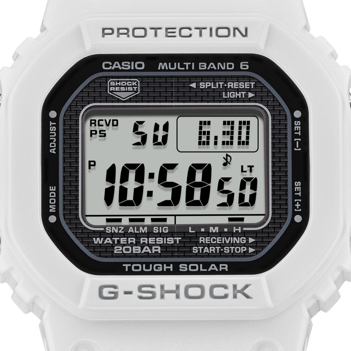 Close-Up der rechteckigen Digitalanzeige der G-SHOCK Uhr GW-5000HS-7