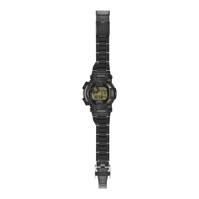 Gesamtansicht der Armbanduhr GWF-D1000BC-1ER von G-SHOCK mit Gliederarmband und hellbraunen Akzenten auf dem ansonsten schwarzen Gehäuse